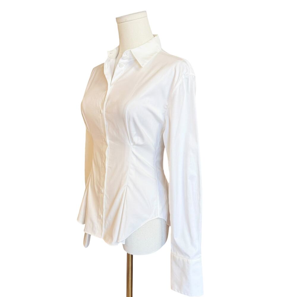 Reformation Becker Shirt Button Front Organic Cotton Stretch Blouse Size 0 - Picture 9 of 13